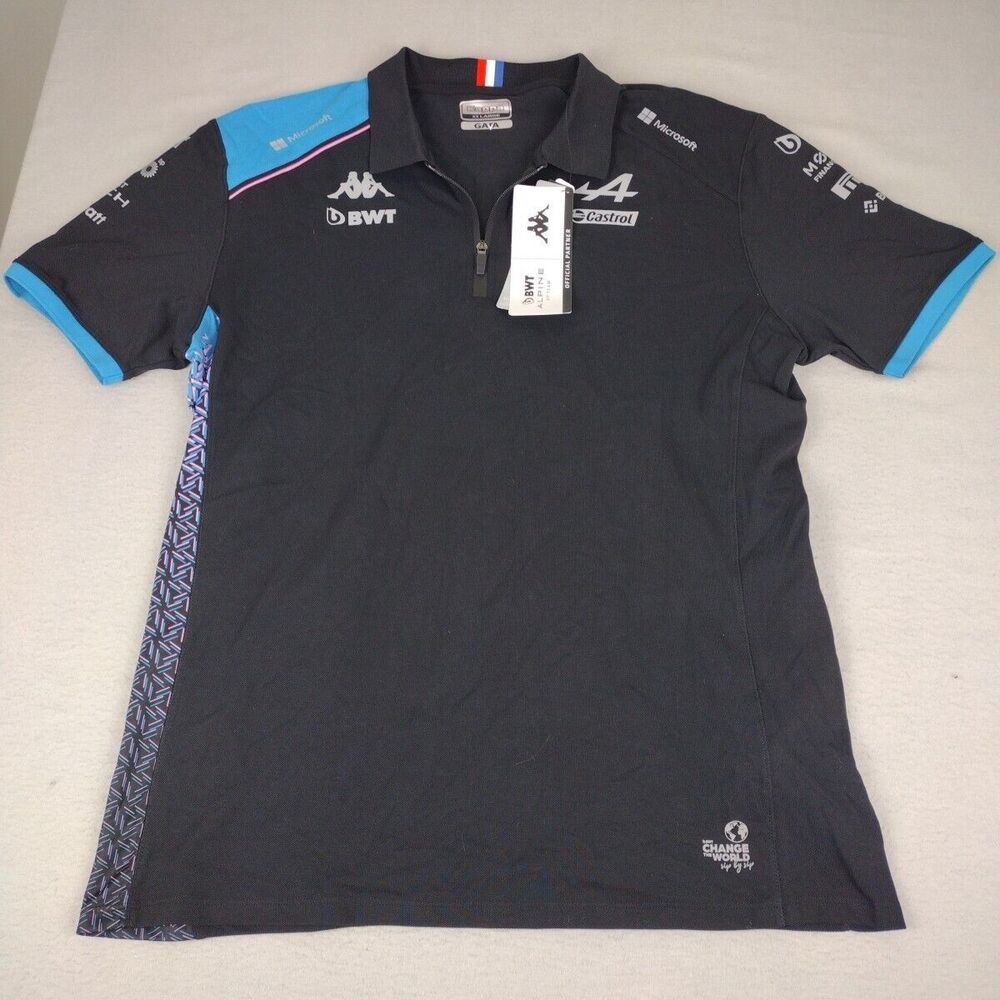 Alpine F1 Team Polo Shirt Men's XXL 2XL Race Team Black BWT Kappa Gara Racing